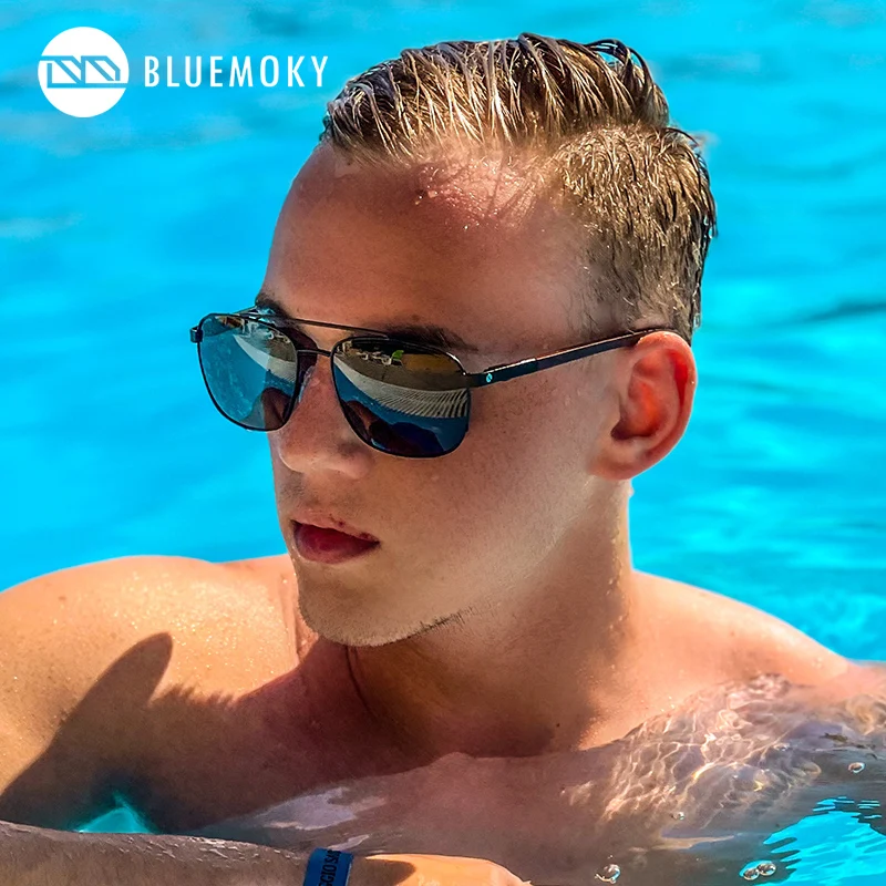 

Мужские солнцезащитные очки BLUEMOKY, квадратные поляризационные очки в деревянной двойной перемычке, водительские очки с защитой UV400