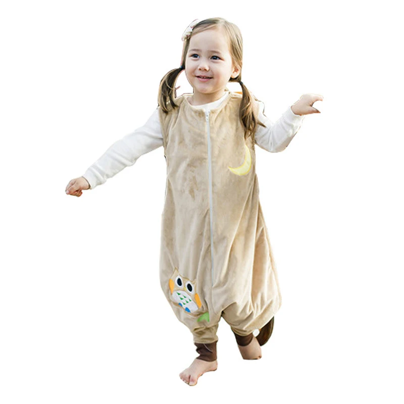 SLIAXIU/фланелевые детские пижамы кигуруми; комплект зимних пижам без рукавов с изображением животных; Детские пижамы для мальчиков и девочек; одежда для сна; комбинезоны - Цвет: Beige