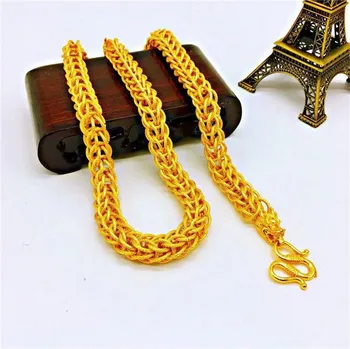 

Luxury 14K Gold Necklace Thick Yellow Gold Men's Necklace for Wedding Engagement Anniversary Linen Chain Design Hand Jewelry
