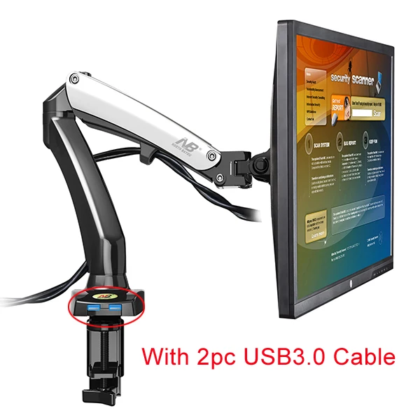 F100 with 2x usb3.0 NB F100 алюминиевый 27 дюймов воздушный пресс газовая стойка Настольный гибкий ЖК-Телевизор Настольный Кронштейн 360 Поворот 2 USB 1 монитор стол поддержка ЖК-кронштейн - Цвет: F100 with 2x usb3.0