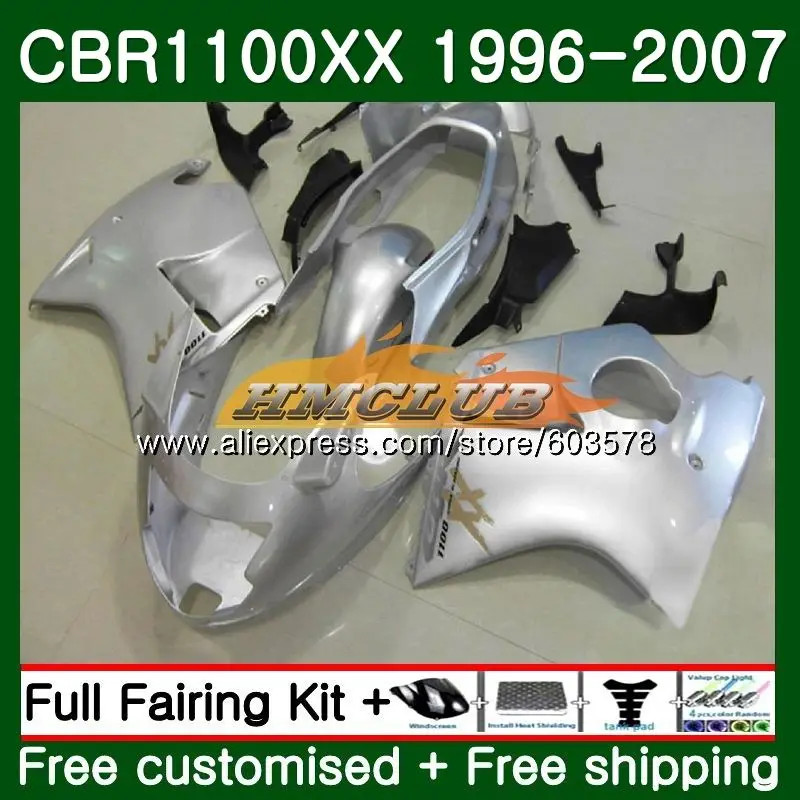 Дрозда для HONDA CBR1100XX 96 97 98 99 00 01 85CL. 77 CBR1100 XX 1996 2007 CBR 1100XX 02 03 04 05 06 07 обтекатели Gloss серебристый - Цвет: No. 1