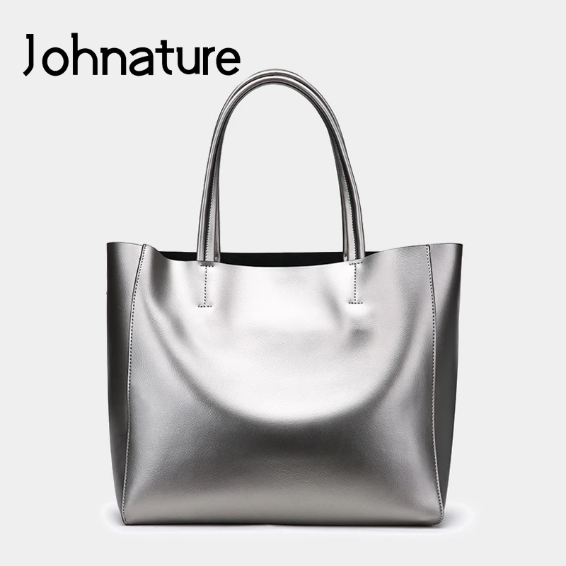 Johnature Casual Bag 2020 New Fashion Genuine Leather Women Handbag Cowhide Shoulder&ampHandbags Large Capacity Soft Tote | Багаж и сумки