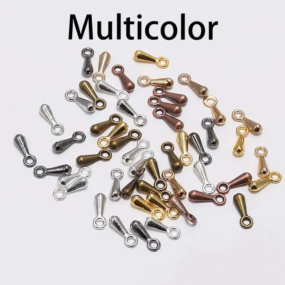 Multicolor 200 шт./лот, 2*7, 3*9 мм, золото/серебро, медь, капли воды, бусины для DIY, удлиняющая цепь, подвеска, ювелирные изделия, фурнитура, аксессуары - Цвет: Multicolor