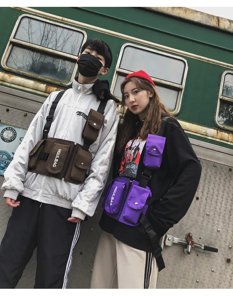 Functional Fashion Chest Rig Bag Men Women Hip Hop Harness Adjustable Tactical Vest Sports Hunting Tactical Packages Bullet Pack