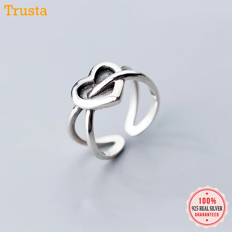 Trustdavis, 925, твердое тайское серебро, сердце, X полый крест, кольца для открытия, размерный ювелирный подарок на палец для женщин и девушек DA124