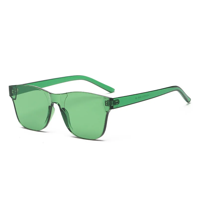 RBRARE Holiday Candy Color Sunglasses Women High Quality Rimless One-piece Sun Glasses Modis Transparent Street Beat Okulary - Цвет линз: Green