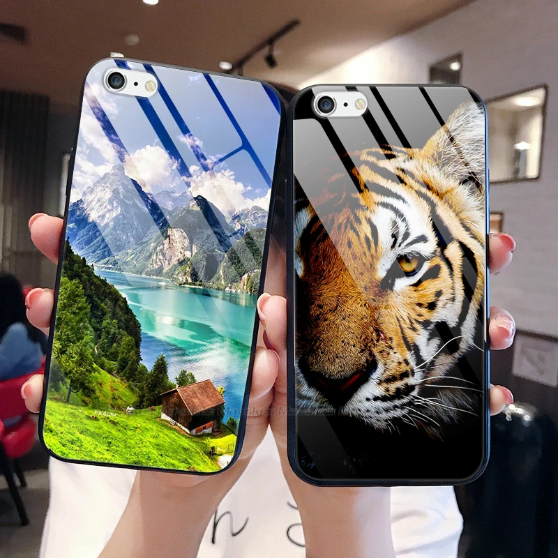 Чехол для iPhone 5, 6s, 6 Plus, 7, 8 Plus, чехол, окрашенный жесткий чехол из закаленного стекла для телефона, задняя крышка для Apple iPhone X, XR, XS, Max, чехол, сумка