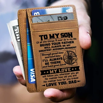 

DROP SHIPPING Custom Card Holder,Engraved Leather Card Holder Wallet Inserts Personalized Gifts To Son Dad Husband Boyfriend KB