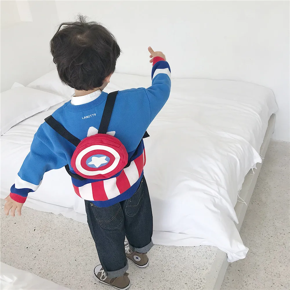 Tonytaobaby/осенне-зимняя одежда; Новая детская одежда для мальчиков и девочек; Ночная легкая школьная сумка с героями мультфильмов; вязаный свитер из чистого хлопка