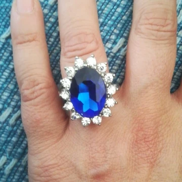 Женское Обручальное кольцо обручальное с синим кристаллом и фианитом|ring blue|princess