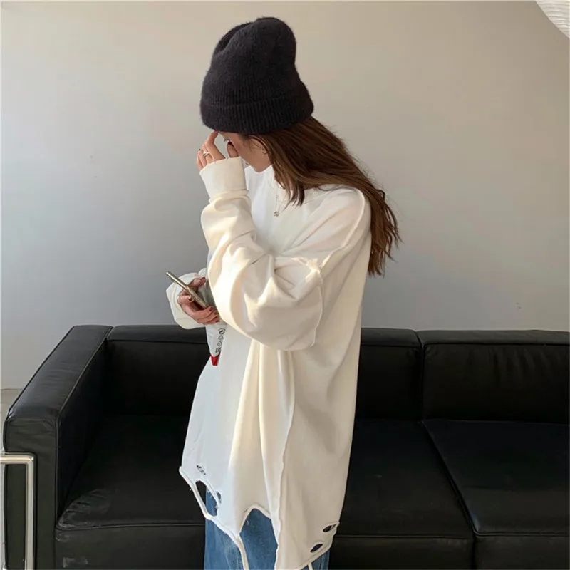 RUGOD женский свитер с дырочками, Kpop, одежда, одноцветная, оверсайз, UK, модная, повседневная, Корейская уличная одежда, зима, яркие цвета
