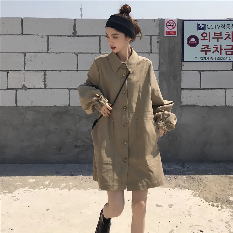 

Photo Shoot 2019 New Style Coat Women's Fashion Loose-Fit Mid-length Tooling Jacket Fashion
