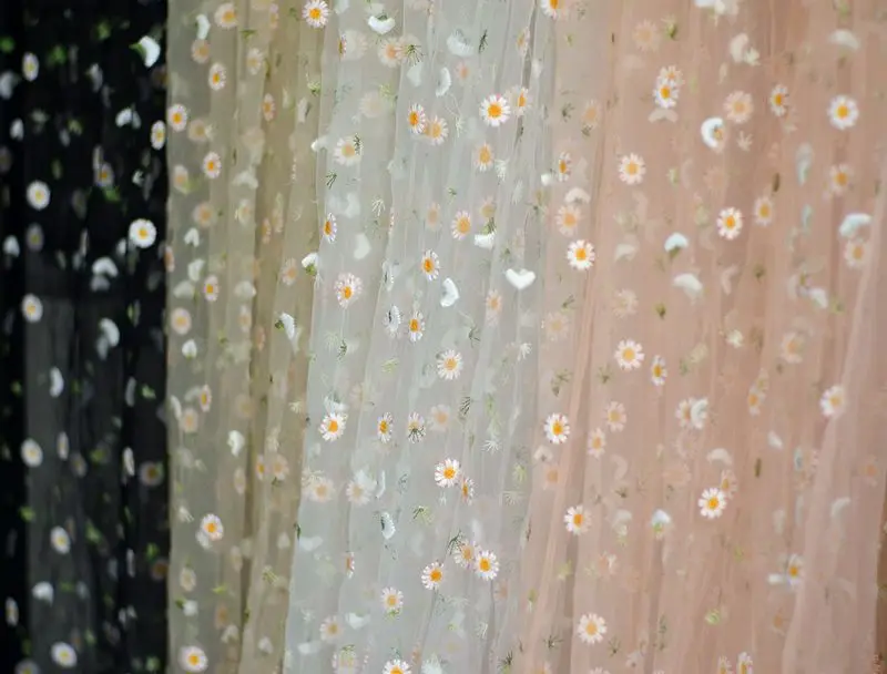 6 цветов, изысканная кружевная ткань из тюля с ромашками, вышитая Марля Для кутюр, платье для выпускного вечера, свадебное платье, костюм из вуали