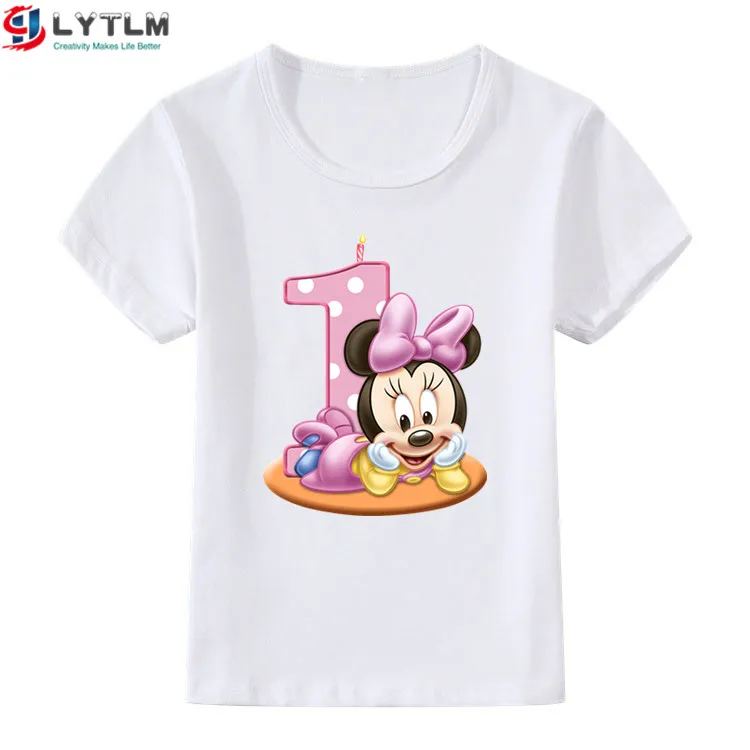 LYTLM/футболка для маленьких девочек 1 год, футболка для девочек на день рождения Детская летняя одежда с рисунком аниме для маленьких девочек vetement Enfant fille - Цвет: DX White