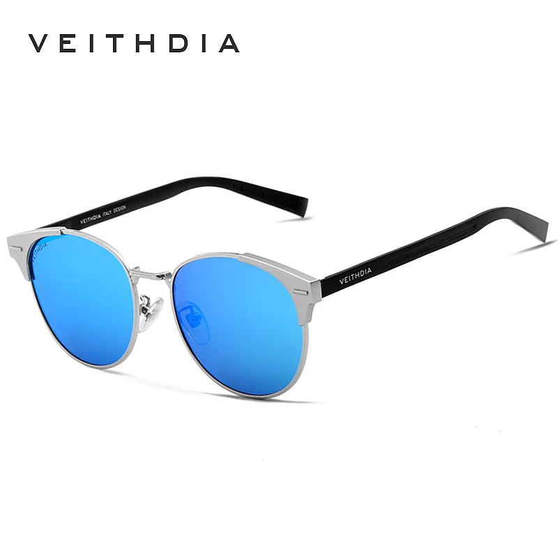 Silver blue VEITHDIA унисекс Ретро алюминиевые брендовые солнцезащитные очки поляризованные линзы винтажные очки Аксессуары Солнцезащитные очки Oculos для мужчин и женщин 6109 - Цвет линз: Silver blue
