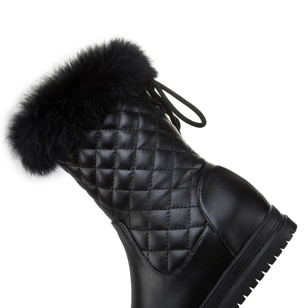 SARAIRIS 34-43 Decorating Zipper Booties Ladies Winter Platform mid-calf Snow Boots Women Warm Wedges Shoes Woman