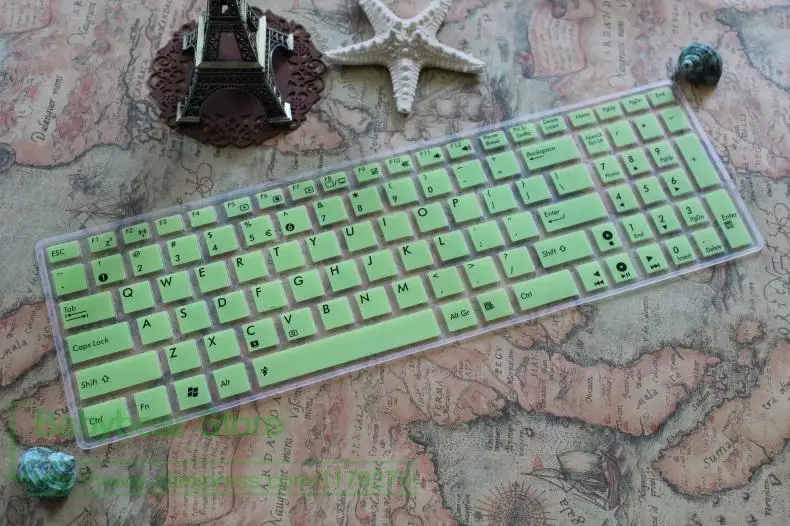 green 15,6 дюймовая Клавиатура для ноутбука, мягкий силиконовый защитный чехол для клавиатуры ASUS vivobook max x541 X541SA x541sc R541U X541U - Цвет: green