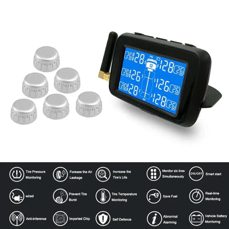 CAREUD U901T грузовик TPMS датчик давления в шинах системы w/6 внешних датчиков