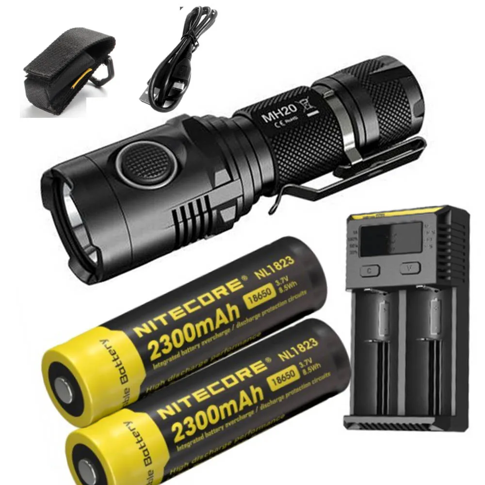 NITECORE MH20 Micro-usb зарядка вспышка CREE XM-L2 U2 Макс 1000 люмен луч бросок 220 м Спорт на открытом воздухе фонарь тактический фонарь - Испускаемый цвет: MH20 2XNL1823 I2