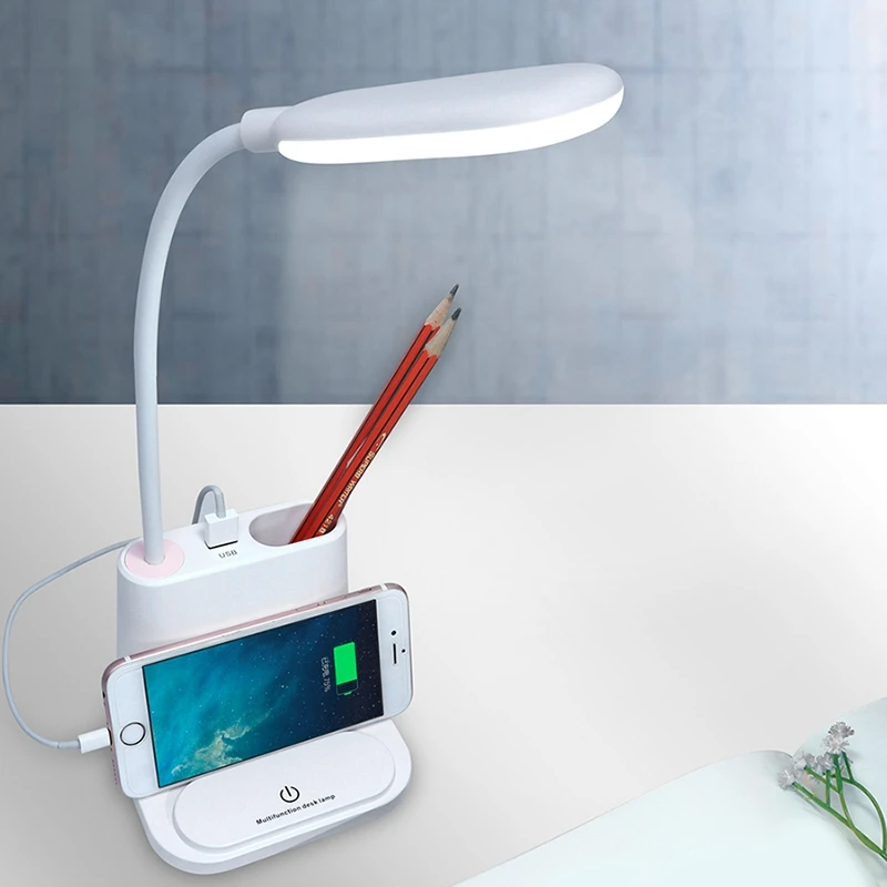 Usb перезаряжаемая Светодиодная настольная лампа с регулировкой яркости, настольная лампа для детей, чтения, обучения, спальни, гостиной