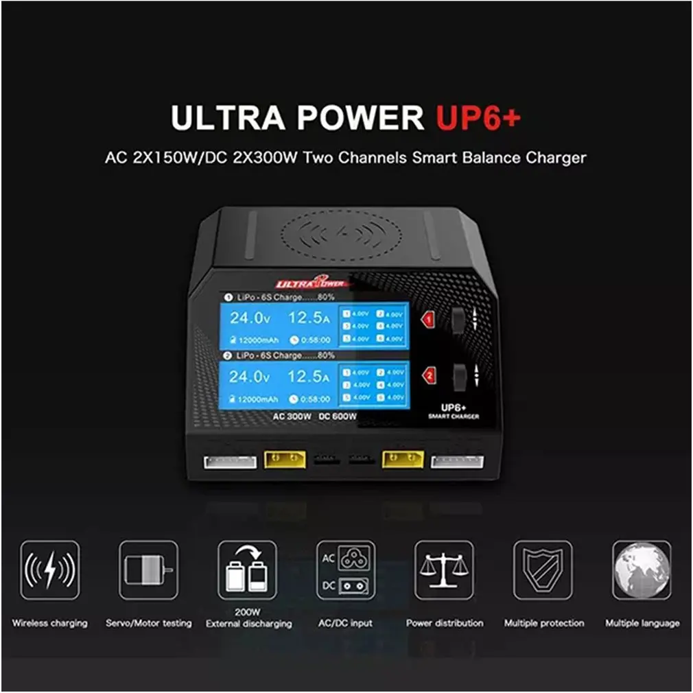 Ultrapower ультра мощность UP6+ AC 2x150 Вт DC 2x300 Вт 2x16A двухканальный баланс батареи зарядное устройство СОП зарядное устройство AC/DC зарядное устройство