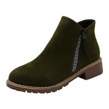 1 пара; женские ботильоны на квадратном каблуке с боковой молнией и круглым носком; Повседневная обувь; ZJ55