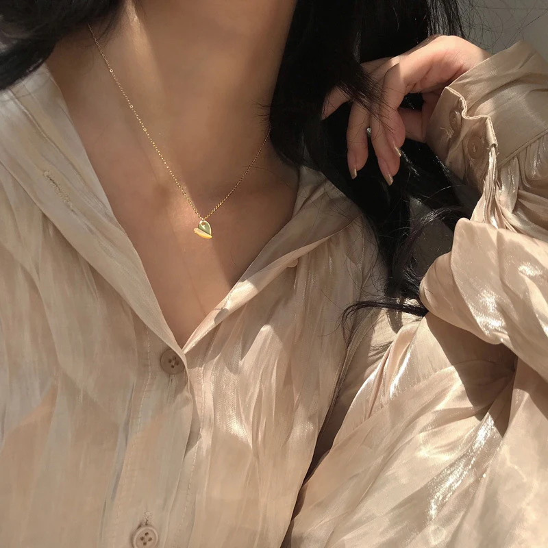 Женская цепочка под золото в форме сердца с жемчугом | Украшения и аксессуары