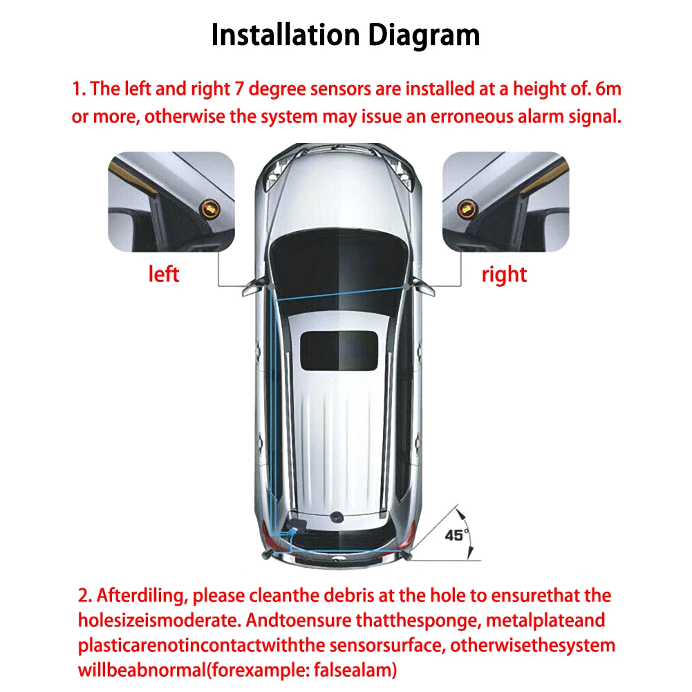 Car Blind Spot Monitoring System Ultrasonic Sensor Distance Assist Lane Changing Tool Blind Spot Mirror Radar Detection System ► Photo 3/6