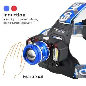 

4000lm LED Headlamp Motion Activated Headlight DC Rechargeable Flashlight T6 Headlamp LED Headlamp Outdoor Headlight
