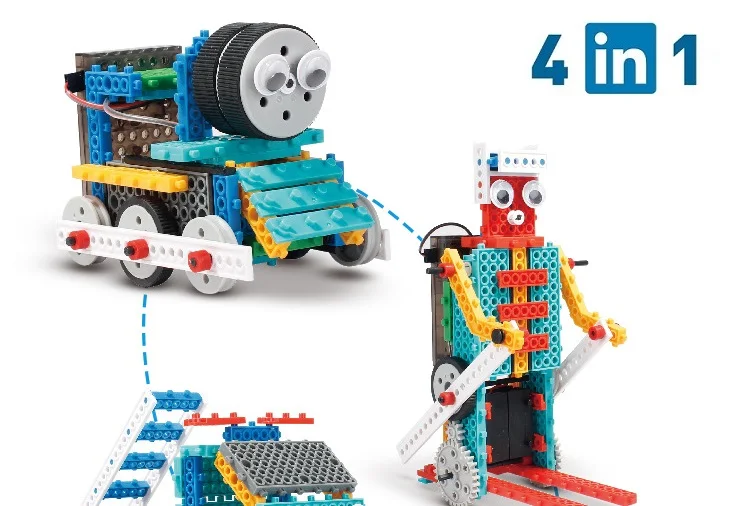 170Pcs 4 in 1 Remote Control Robot Toys DIY Robot Building Blocks RC Car Blocks STEM Kit Train Block Kids Gifts Educational Toys