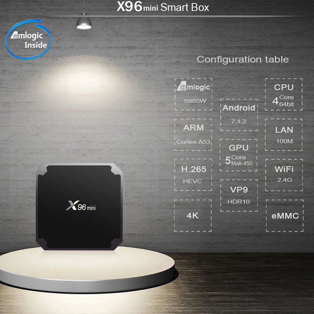 X96 Мини Android 4K ТВ приставка X96 Мини Android 7,1 Смарт ТВ приставка 2 Гб 16 Гб Amlogic S905W четырехъядерный 2,4 ГГц WiFi приставка