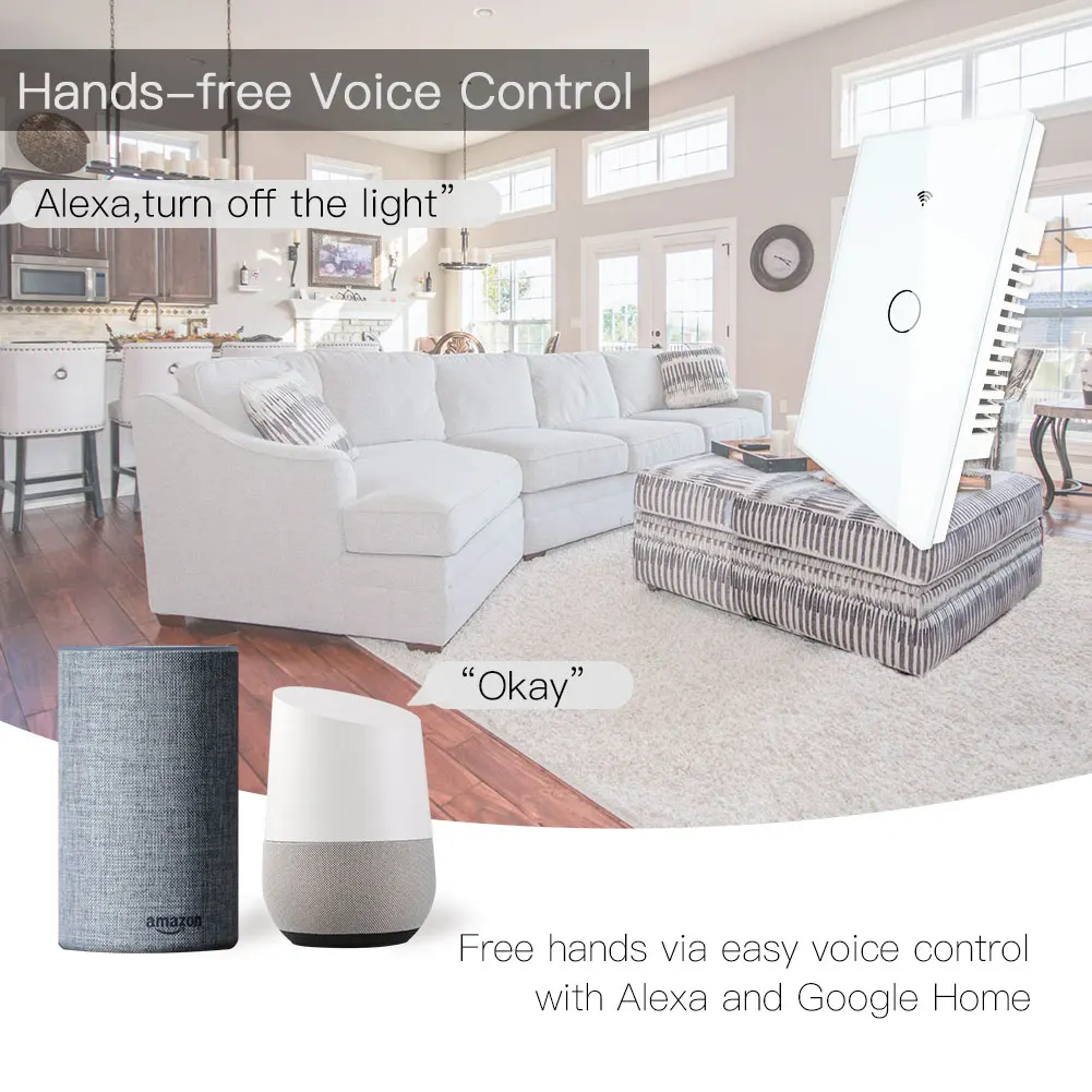 WiFi Smart Wall Light Switch Glass Panel RF433 Smart Life Tuya APP Remote Control Works With Alexa Google Home 1/2/3 Gang