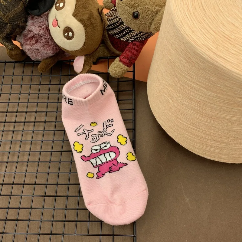 Crocodile Pink Для взрослых с низким голенищем до середины голени со смешными героями из мультфильмов носки Angry футболки с принтом «Little Pink лягушка Крокодил, динозавр японский Аллигатор милые животные хлопок - Цвет: Crocodile Pink