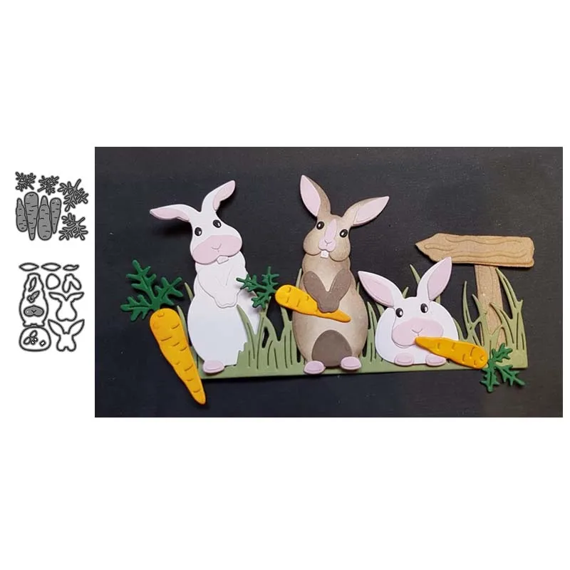 Кролик ест морковь металлические режущие штампы высечки формы украшения Скрапбукинг тиснение бумаги ремесло плесень удар трафареты