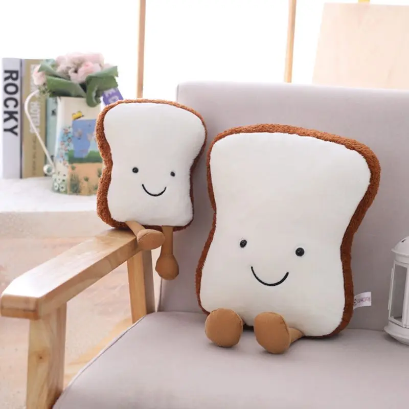 Lovely 2019 PP Cotton New Creative Cartoon Bread Toast Pillow Fun Food Plush Doll Sofa Cushion 5