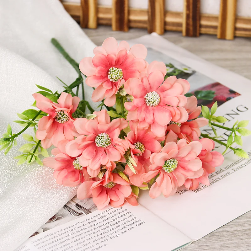 Artificial Flowers 32*32cm Chrysanthemum Simulation Touch Silk Bouquet  Winter Party Decoration Office Table Decoration