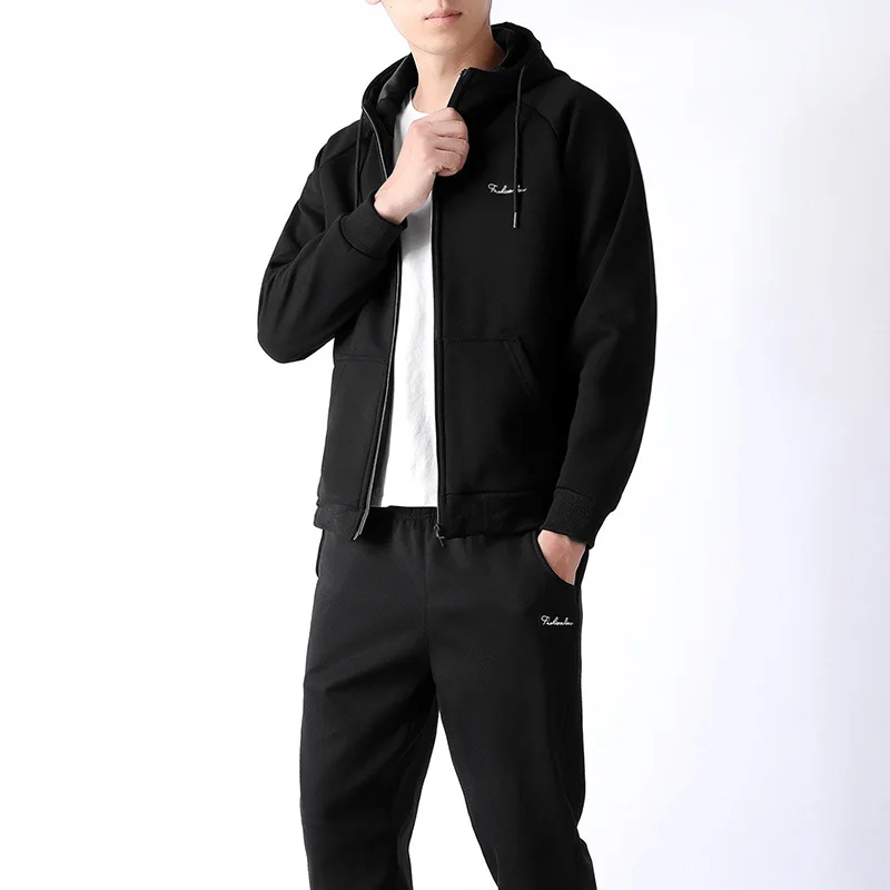 

2019 Spring, Autumn And Winter Zip-up Shirt Sports Set Hoodie Set Men's Knitted Sportswear Fashion