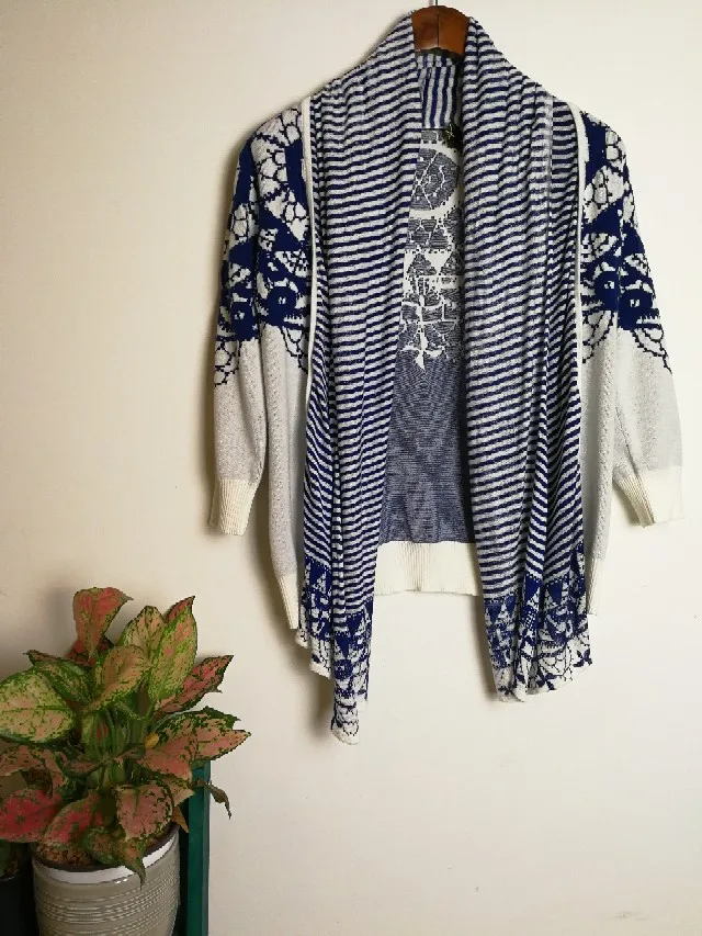 Spanish Style Deg Various Styles Printed Long Knitted cardigan sweater - Цвет: 19