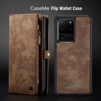 

Magnetic Flip Wallet Case For Samsung S20 Plus A50 A70 Note 10 9 S9 S10 Plus Luxury Multi Card Holder Slots Zipper Leather Cover