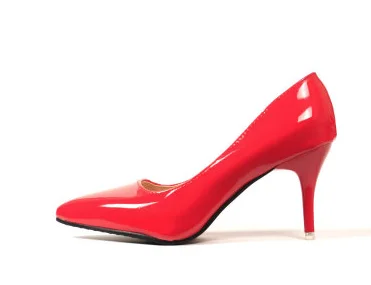 Женские туфли-лодочки на очень высоком каблуке; большие размеры 48-34; туфли из лакированной кожи; простые туфли на 5 см, 10 см; самые дешевые слипоны; zapatos mujer; цвет красный, серый, розовый - Цвет: red 7.5cm