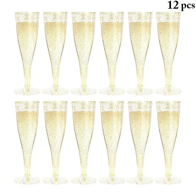 12pcsDisposableChampagneCupsPlasticDisposablePartyTablewareFor