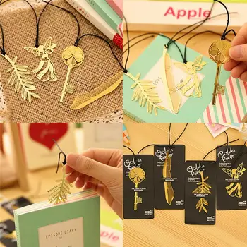 

4PCS Mini Cute Korean Statioenry Kawaii Gold Metal Bookmark Paper Clip Antique Plated Butterfly Dragonfly Bookmarks New Arrival