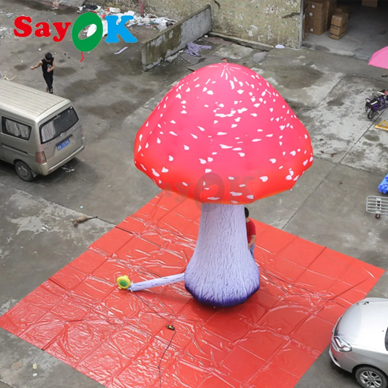 3 м/4 м/5mH огромный надувной гриб наземного освещения полноцветная печать с Цветной светодиодный свет для праздника, свадьбы, вечерние украшения