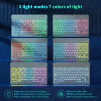 Keyboard For Tablet Android iOS Windows Wireless Mouse Keyboard Bluetooth-compatible Rainbow Backlit Keyboard For iPad Phone 3