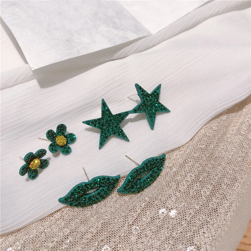 

2019 Korean New Rhinestone Crystal Moon Star Asymmetric Drop Earrings For Women Girls Fashion Boucle D'oreille Gifts