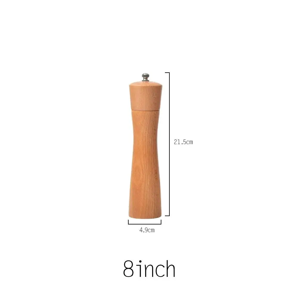 New 8" 10" Solid Wood Salt And Pepper Mills Beech Adjustable Manual Pepper Black Ceramic Pepper Grinder Kitchen Tools
