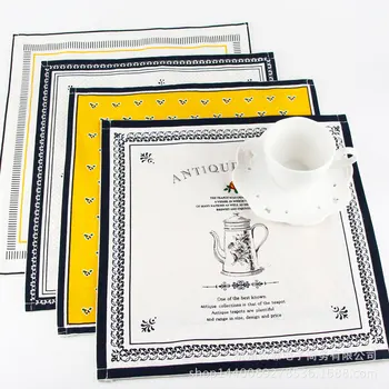 

European Style Simple Tea Pot Plate Small Floral Cotton Linen Placemat Fabric Napkin Dining Table Cloth Mat 4pcs/lot