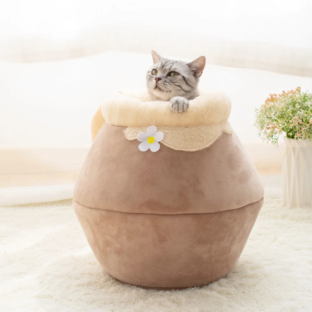 beige Кровать для домашних животных для кошек собак мягкое гнездо питомник кровать Honet горшок в форме пещеры спальный мешок коврик палатка Домашние животные зимние теплые уютные кровати - Цвет: beige