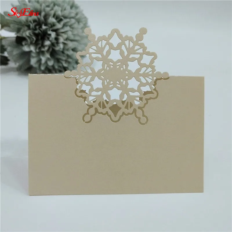 

10 PCS Snow flake Seat Table Place Cards Name Card Party Decoration Laser Cut Guest Card Christmas Party Decor Paper Favor 6z