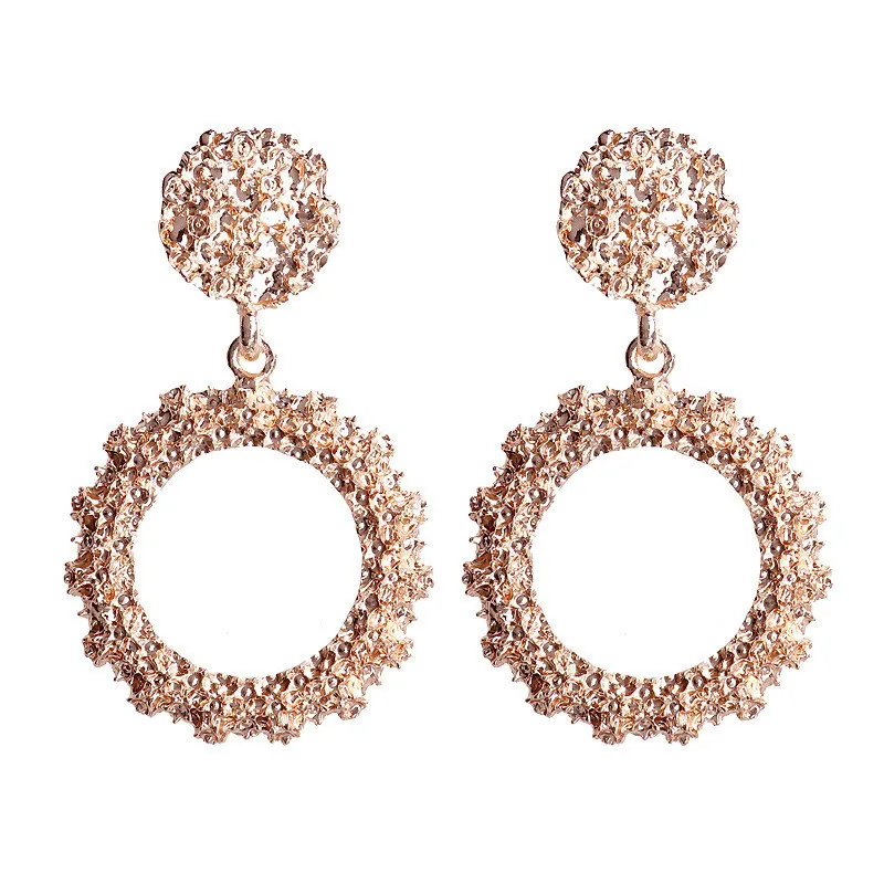 Vintage Geometric Drop Earrings For Women Rose Gold Color Big Rectangle Circle Hanging Fashion Dangle Earring Jewelry New